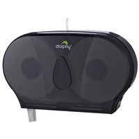 Dolphy Twin Jumbo ABS Toilet Roll Dispenser - Black