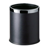 Dolphy Round Leatherette Room Bin 10L - Black