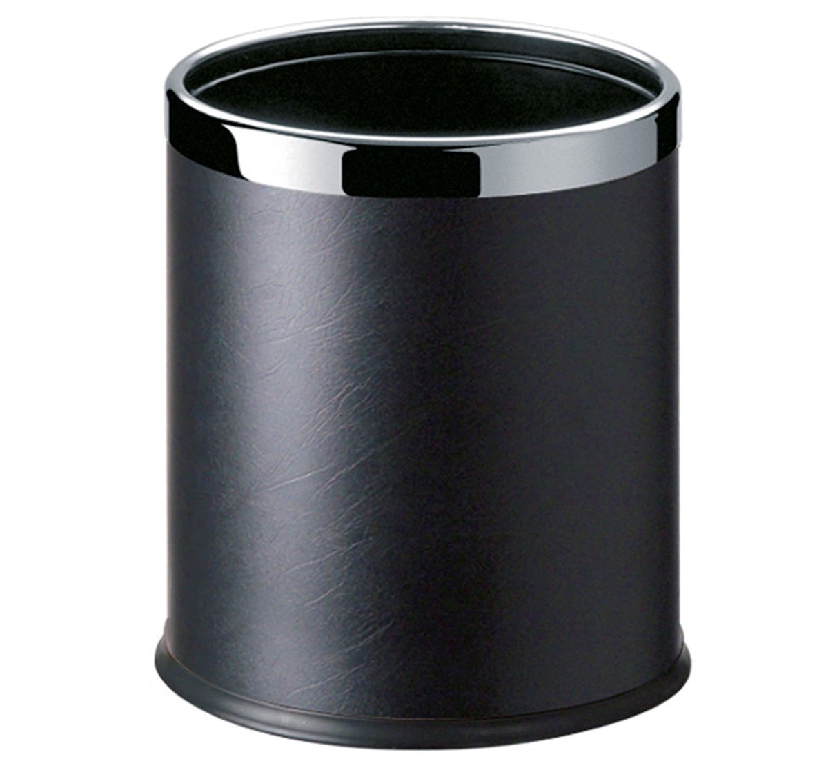 Round Leatherette Black Room Bin