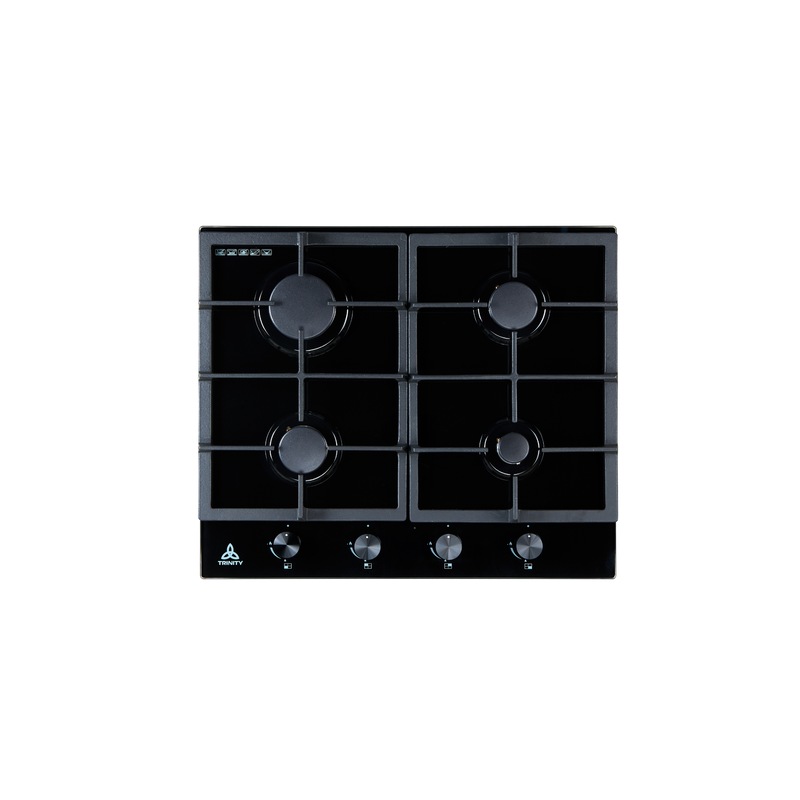 Buy Trinity TRG604BK 60cm 4 Burner Gas Black Glass Cooktop MyDeal
