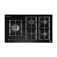 Trinity TRG900BK 90cm 5 Burner Gas Black Glass Cooktop