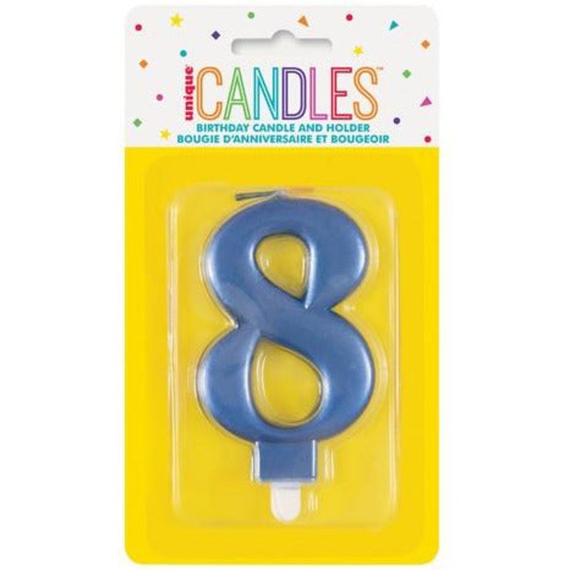 Buy Birthday Candle Number 8 Metallic Blue MyDeal