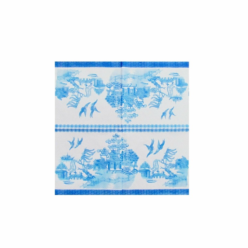 Buy Blue & White Willow Napkins 33x33cm 20 Pack MyDeal