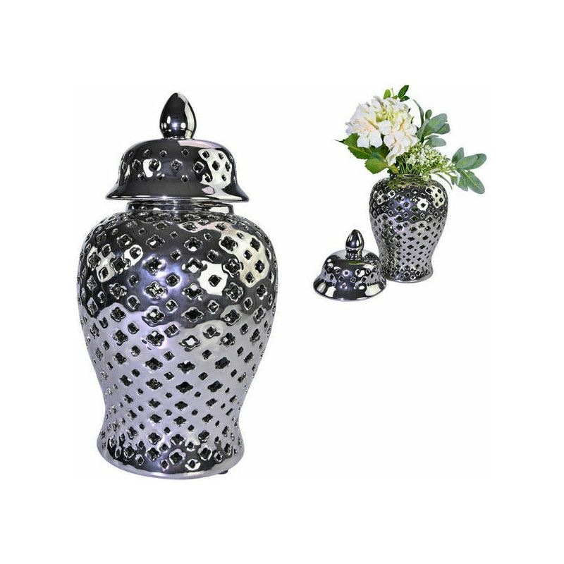 Buy Ceramic Silver Ginger Jar MyDeal