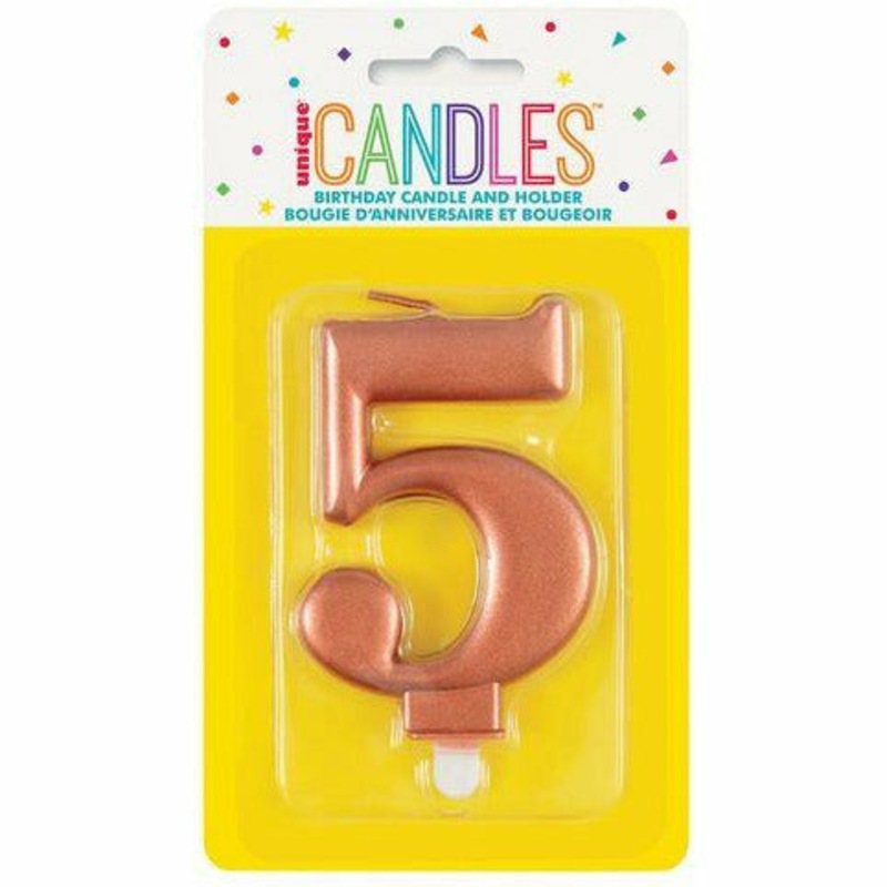 Buy Number 5 Metallic Rose Gold Birthday Candle MyDeal