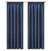 Blackout Pencil Pleat Curtain Room Darkening 213/230cm Drop Dark Blue 1Panel