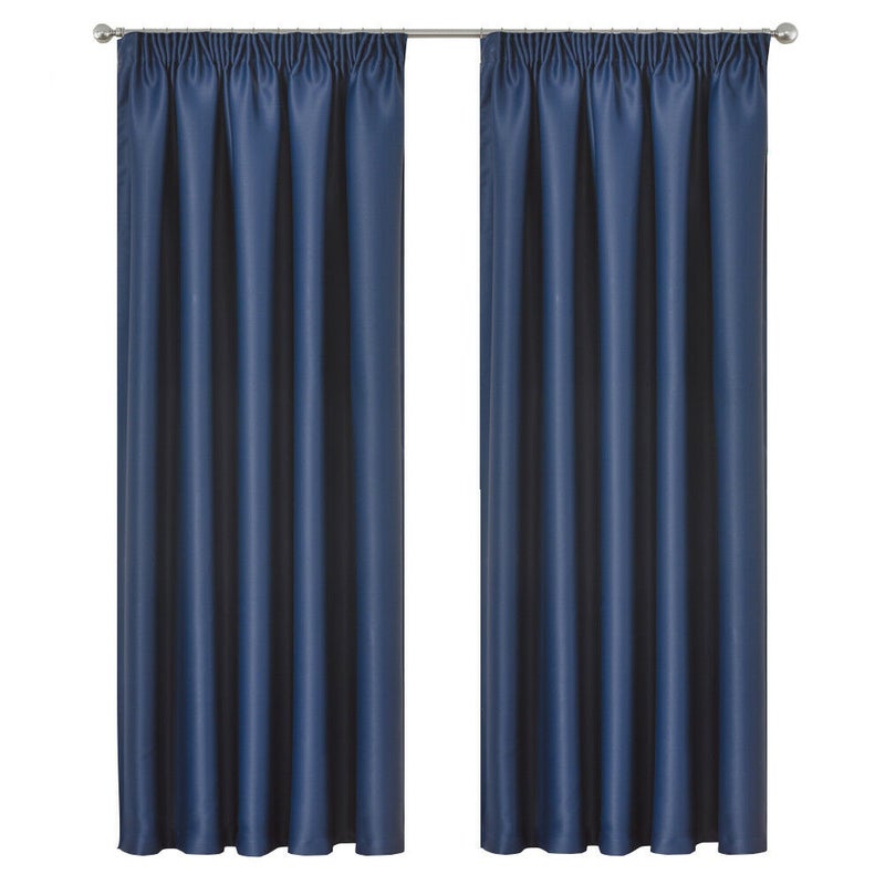 Buy Blackout Pencil Pleat Curtain Room Darkening 213/230cm Drop Dark ...