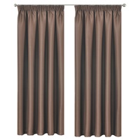 Blackout Pencil Pleat Curtain Room Darkening 213/230cm Drop Dark Brown 1Panel