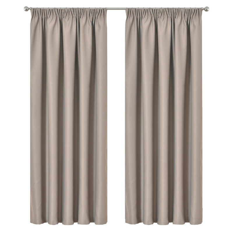 Blackout Pencil Pleat Curtain Room Darkening 213/230cm Drop Sand 1Panel ...