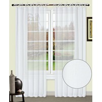 Poly-Linen Tie Top Curtain 100x200cm White 1pc