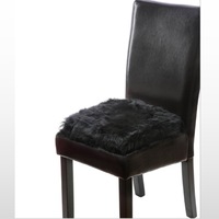 100% Genuine Sheepskin Lambskin Chair Pad Seat Pad Cover 40cm Black Long Wool