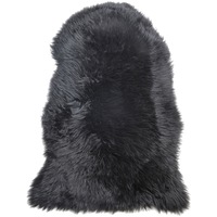 100% Genuine Sheepskin Lambskin Rug Wool Black 90CM Fluffy
