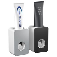 Automatic Toothpaste Dispenser Squeezer Mounted Toothbrush Bathroom Wall Black/Grey