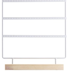 Earring Holder for 33 pairs Jewelry Organizer Stand Earring Display Earring Organizer Stand Earring Holder Jewelry Stand Holder with Wooden Tray/Dish for Earrings Display Home Use White