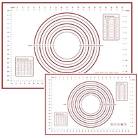 Silicone Pastry Baking Mat with Measuring Guide Non-Stick Fondant oven liner Red 40cm*60cm