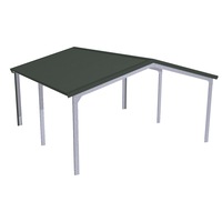 Stratco Domestic Gable Roof Double Car Shed Without Walls 6.00 x 6.15 x 2.4m Slate Grey