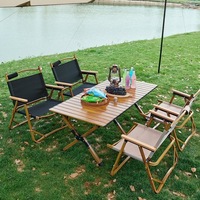 AMZ 120cm Garden Outdoor Furniture Camping Chair Table Egg Roll Picnic Desk Folding Beach Set