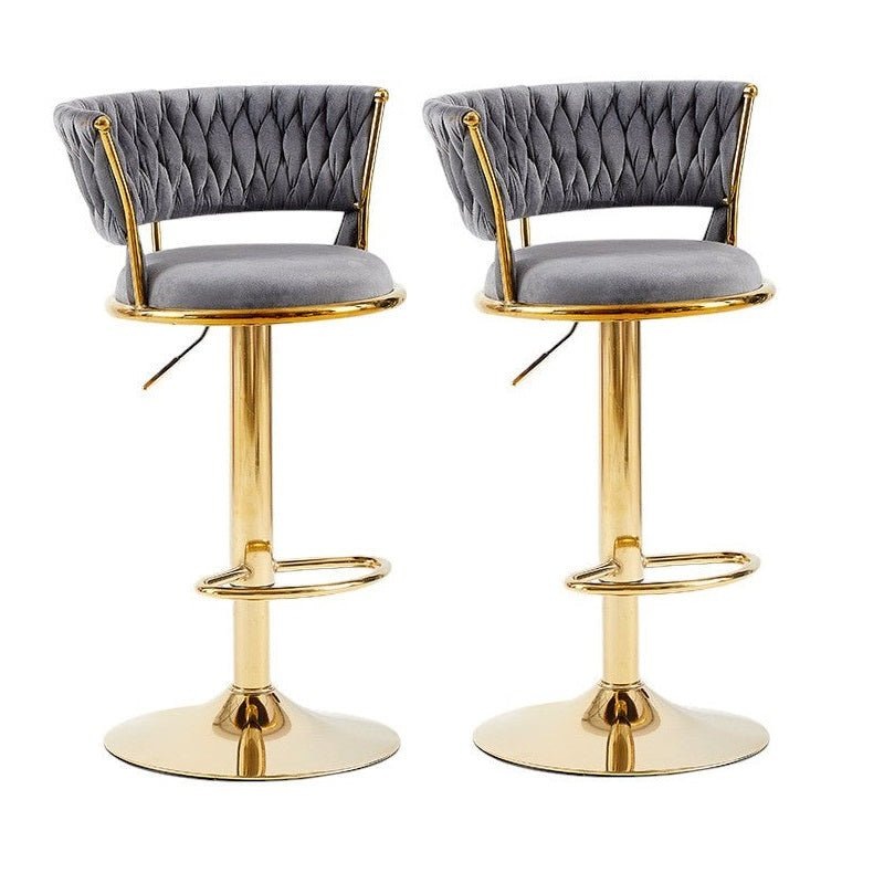 Buy 2x Height Adjustable Swivel Bar Stool Velvet Golden Base Barstools