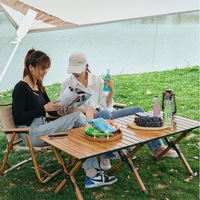 AMZ 90cm Garden Outdoor Furniture Camping Table and Chair Egg Roll Picnic Desk Folding Beach Set
