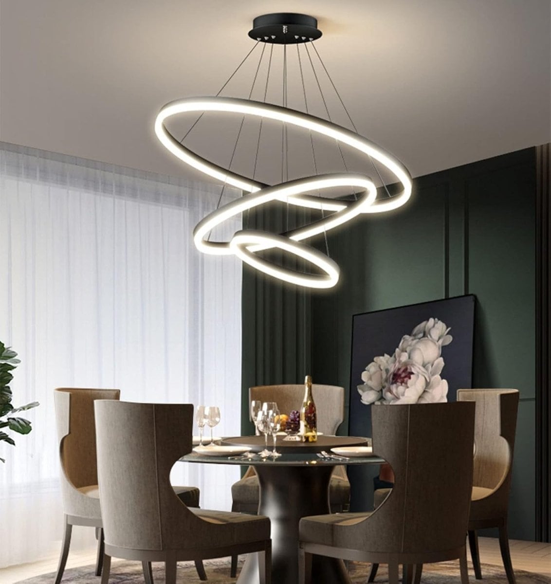 Buy BAMDECOR A18815 Modern LED Chandelier, Dimmable Pendant Light with ...