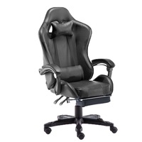 AGX Gaming Chair Office Computer Seating Racing PU Executive Racer Recliner Black Large Footrest