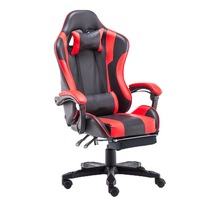AGX Gaming Chair Office Computer Seating Racing PU Executive Racer Recliner Red Black Large Footrest
