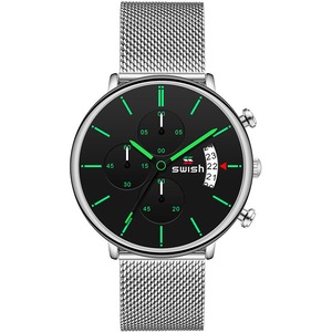 0061 Fashion Men 3Atm Waterproof Chronograph Hardlex Mirrors Dial Quartz Watch White