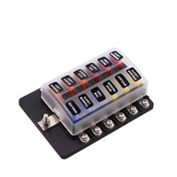 1 In 12 Out Fuse Box Screw Terminal Section Holder Kits With Led Warning Indicator For Auto Car Truck Boat