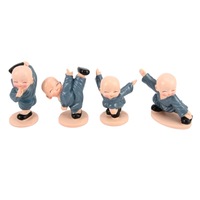 1 Set 4 Pcs Cute Automotive Interiors Little Monk Ornaments Resin Cute Chinese Kung Fu Monk Car Home Decoration Ornaments Miniatures Crafts
