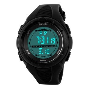 1025 Multifunctional Female Outdoor Fashion Waterproof Large Dial Silicone Watchband Wrist Watch(Black)