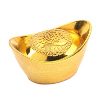 10Pcs Lucky Money Golden Tone Ingot Feng Shui Auspicious Mini Home Office Decorations
