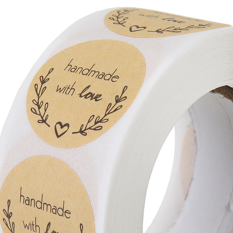 Buy 10Roll 500Pcs/Roll Kraft Paper Handmade With Love Sticker Diy Gifts ...