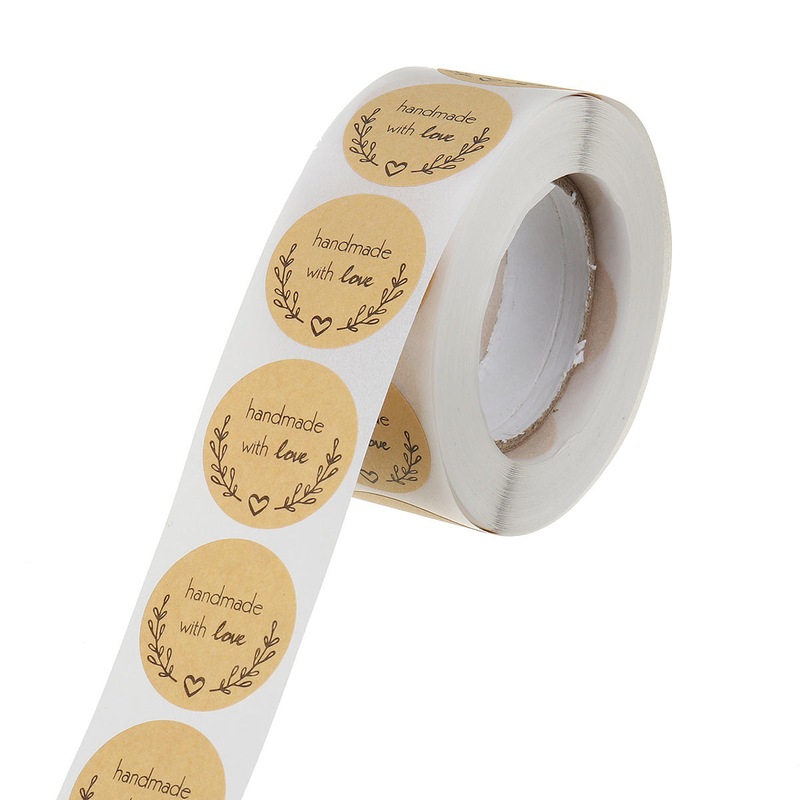 Buy 10Roll 500Pcs/Roll Kraft Paper Handmade With Love Sticker Diy Gifts ...