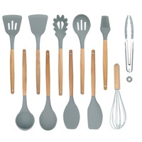 11 In 1 Silicone Wood Handle Heat-Resistant Cooking Cutlery Sets Kitchen Tools