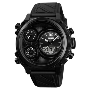 1359 Men Outdoor 50M Waterproof Digital Watch Sports Wristwatch Support 5 Time Displays(Black)