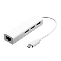 13Cm Usb-C 3.1 / Type-C 100 Mbps Ethernet Adapter With 3-Port Usb 2.0 Hub