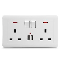 146 Type Dual Usb Wall Socket Switch Dc 5V/2.1A Electrical Plugs Sockets Wall Uk