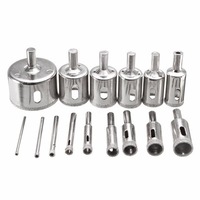 15Pcs 3-45Mm Diamond Coated Core Hole Saw Drill Bit For Marble Tile