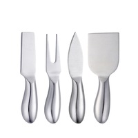 1Set Cheese Knife Set Stainless Steel Butter Spreader Slicer Fork Kit Kitchen Useful Breakfast Cooking Tools