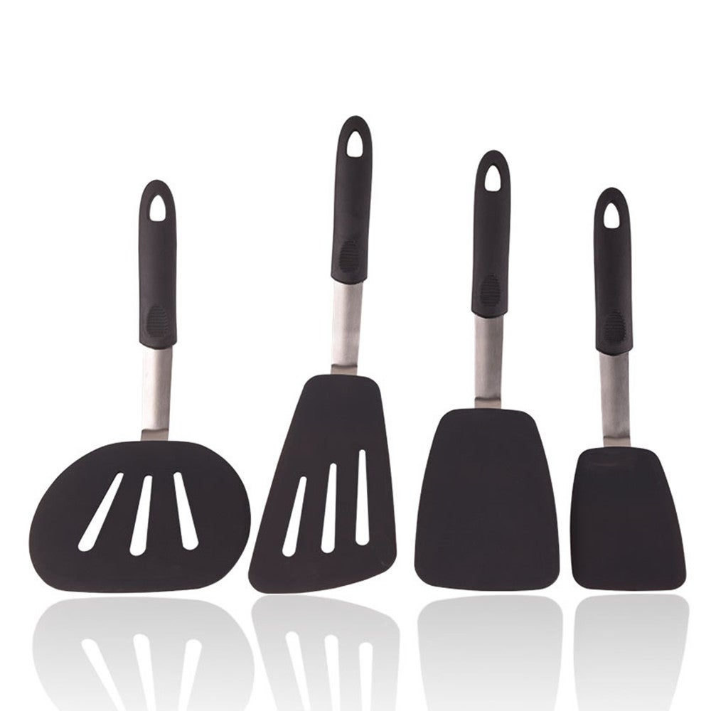 1Set Elastic Steel Silicone Cooking Tools Non-stick Cookware Set Fried Egg Spatula Leaking Shovel Flexible Rubber Kitchen Utensils