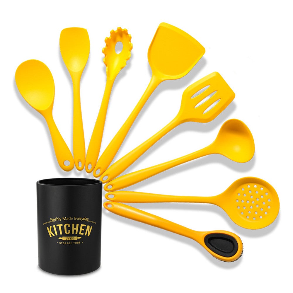 1Set Silicone Kitchen Cooking Tools Utensils Set Heat Resistant Spatula Shovel Soup Spoon With Storage Box