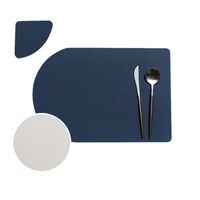 1Set Placemat Washable Set Dual Side Tableware Pad Placemat Leather Heat Lnsulation Waterproof Non-Slip Bowl Coaster Kitchen