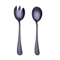 1Set Salad Servers Stainless Steel Salad Spoon And Fork Dinning Server Cutlery Set Kitchen Serving Utensils