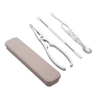 1Set Seafood Tool Sets Crab Crackers Picks Spoons Set Stainless Steel Crab Peel Shrimp Tool Lobster Clamp Pliers Clip Pick Set