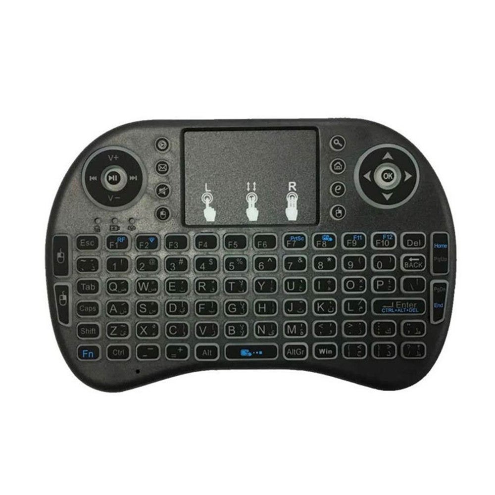 2.4Ghz Mini I8 Wireless Qwerty Keyboard Withful Backlight and Touchpad and Multimedia Control For Pc Android Tv Box X-Box Player Smartphones(Black)