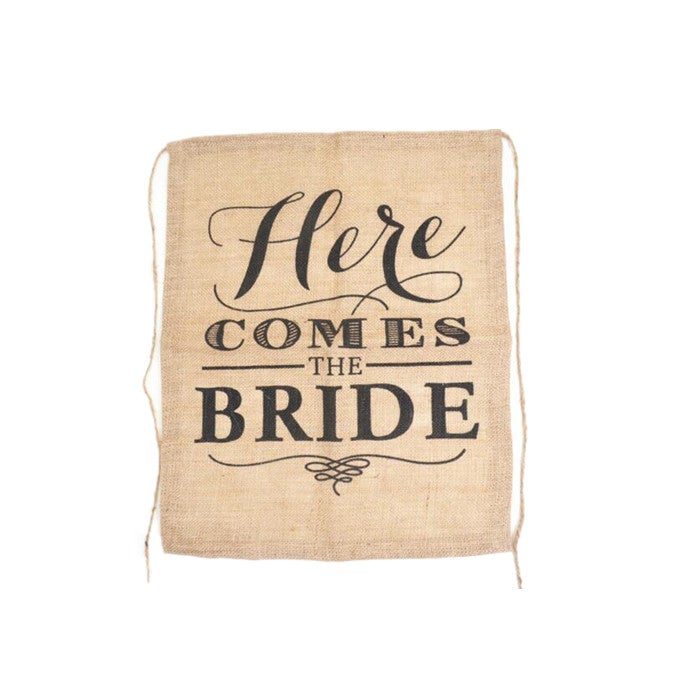 2 Pcs Here Comes the Bride Wedding Banner Party Burlap Bunting Garland Photo Booth Decorations