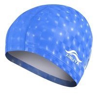 2 Pcs PU Coated Waterproof Swimming Cap(Blue)
