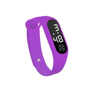 2 Pcs Simple Hand Ring Watch Led Sports Fashion Electronic Wristwatch Purple