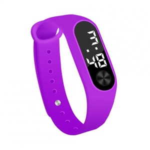 2 Pcs Simple Hand Ring Watch Led Sports Fashion Electronic Wristwatch Purple