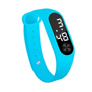 2 Pcs Simple Hand Ring Watch Led Sports Fashion Electronic Wristwatch Sky Blue
